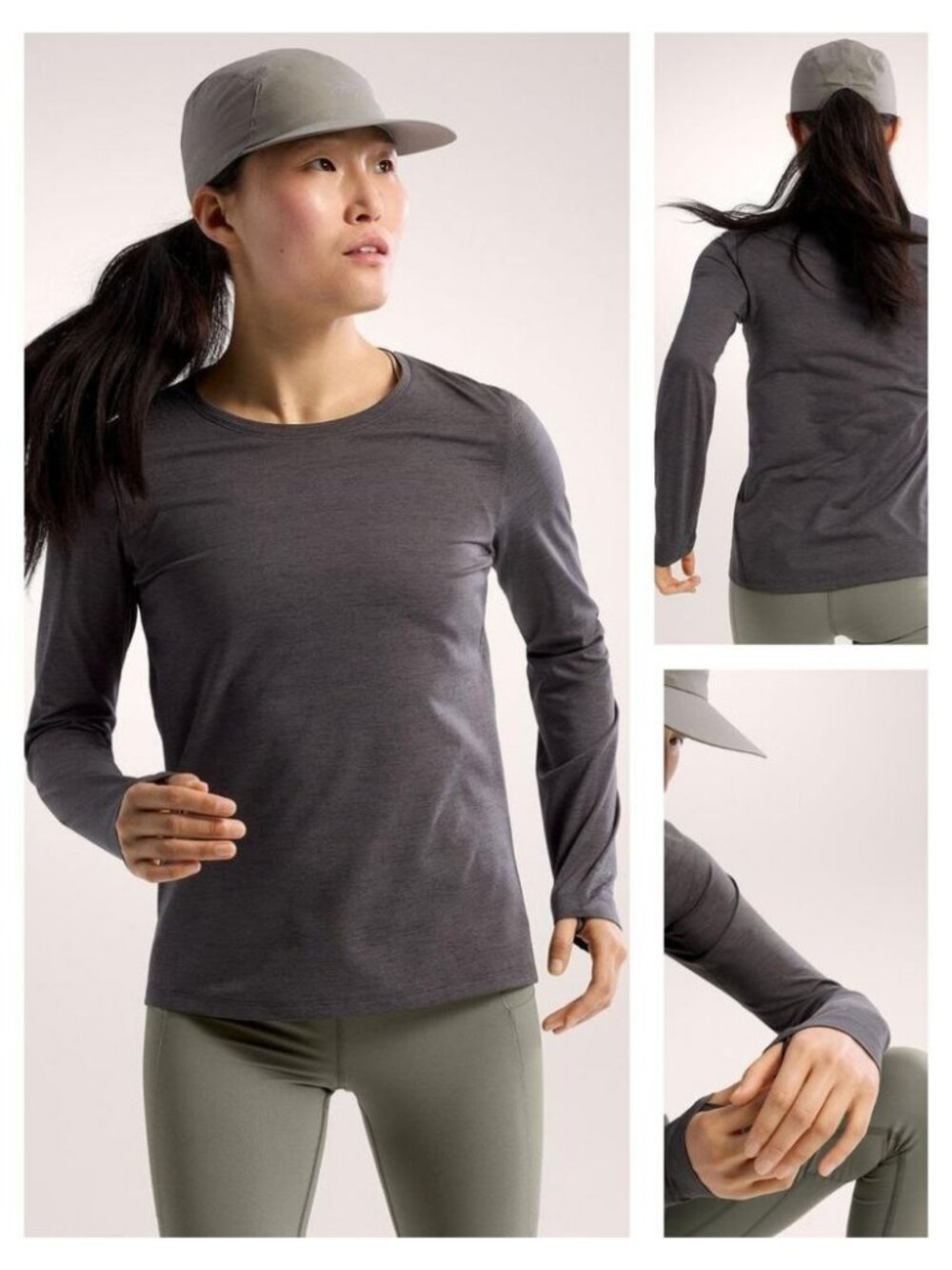 ARC'TERYX Women's Taema Crew Long Sleeve Top Size Medium Black Heather